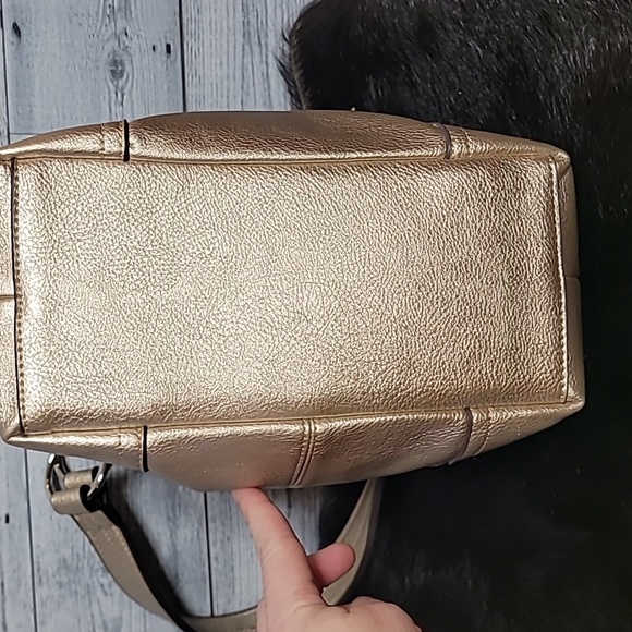 Cute Metallic Gold Pebble Leather Hobo Bag - Picture 10 of 14